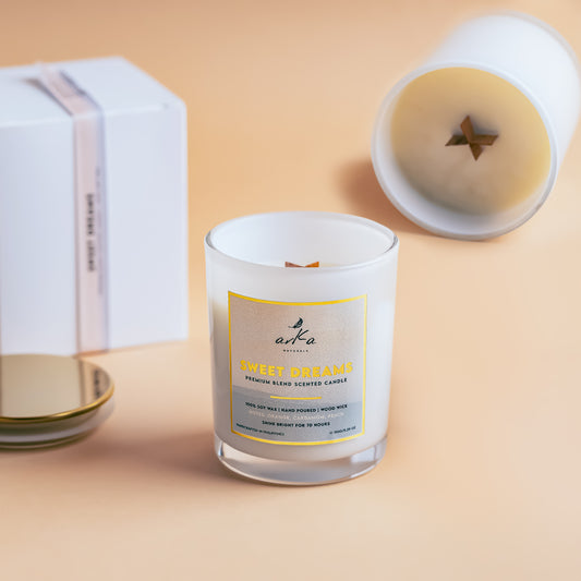 Sweet Dreams Soy Candle in glass jar and travel tin