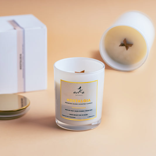 Nostalgia Soy Candle in glass jar and travel tin