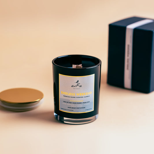 Endless Weekend Soy Candle in glass jar and travel tin